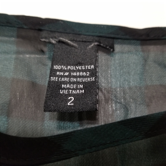 Torrid - Plus Size Green & Black Checkered Blouse - Sheer - Size 2 (2X) - Picture 7 of 7